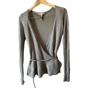 MANGO Mohair Blend Gray Wrap Sweater Size Medium